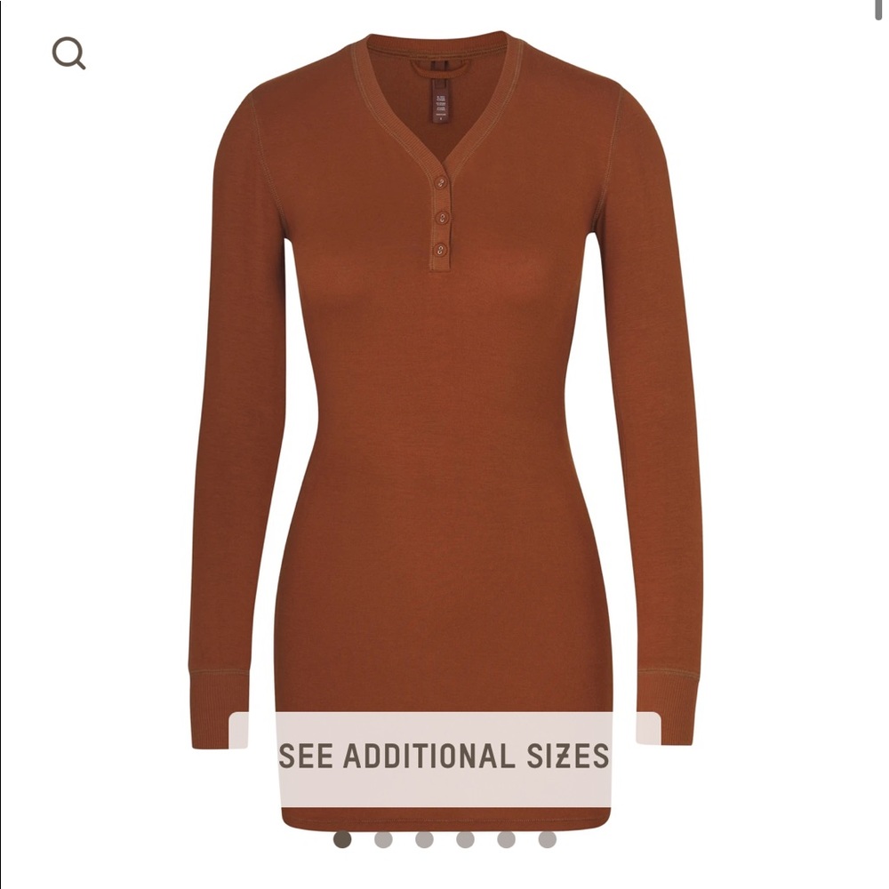 SKIMS SLEEP HENLEY XS copper new